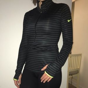 Nike pro black and neon yellow halfzip for running